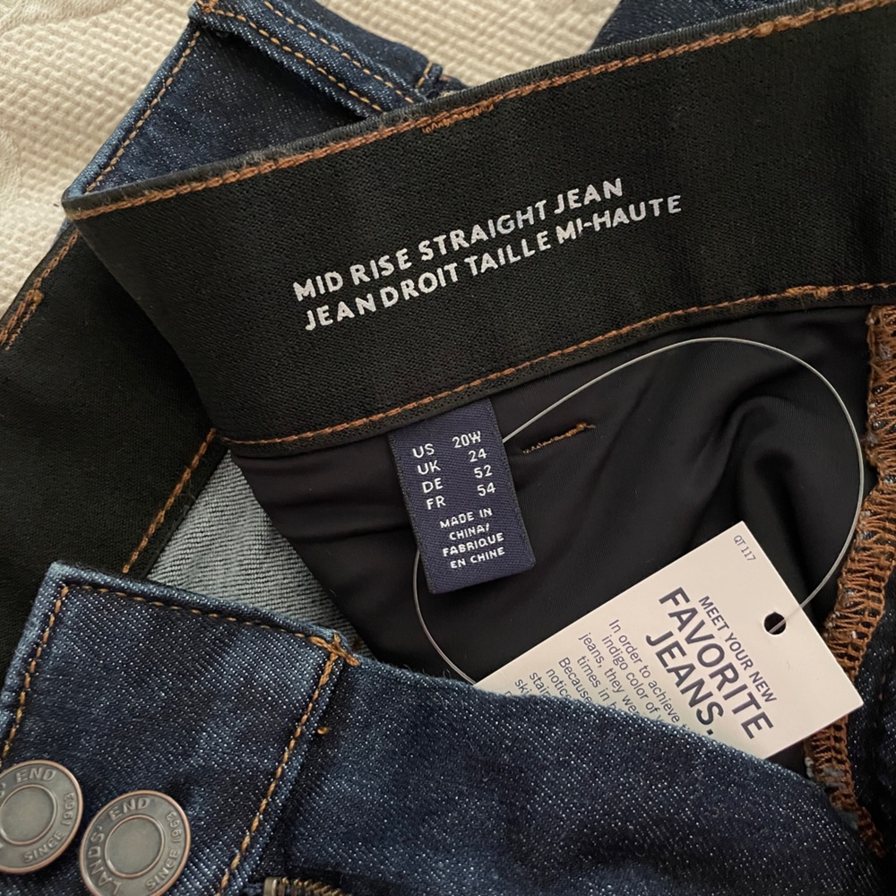Lands End Mid Rise Straight Jeans, 20W